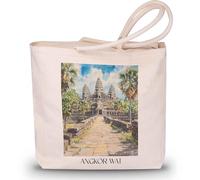 favplace Borsa shopping con motivo città Angkor Wat Cambogia Tote Bag - Borsa shopper o shopping per viaggiare in lontananza o in casa, borsa da viaggio - sacchetto di iuta, tedesco., 42cm x 38cm