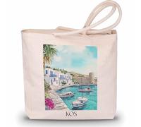 favplace Borsa shopping con motivo città Kos Grecia Tote Bag - Borsa shopper o shopping per viaggiare in lontananza o in casa, borsa da viaggio in iuta, tedesco., 42cm x 38cm