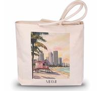 favplace Borsa shopping con motivo città Miami Beach Florida USA Tote Bag - Borsa shopper o shopping per viaggio - Borsa da viaggio - Borsa in iuta, tedesco., 42cm x 38cm