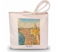 favplace Borsa shopping con motivo città Napoli Italia Tote Bag - Borsa shopper o shopping per viaggiare in lontananza o casa - Borsa da viaggio - Borsa in iuta, tedesco., 42cm x 38cm