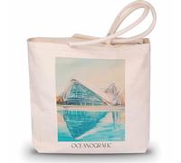favplace Borsa shopping con motivo città Oceanografico Oceanogràfic Valencia Tote Bag - Borsa shopper o shopping per viaggiare in lontananza o casa - Borsa da viaggio - Borsa in iuta, tedesco., 42cm x