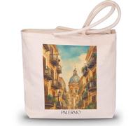 favplace Borsa shopping con motivo città Palermo Sicilia Italia Tote Bag - Borsa shopper o shopping per viaggiare in lontananza o casa - Borsa da viaggio - Borsa in iuta, Inglese, 42cm x 38cm