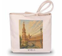 favplace Borsa shopping con motivo città Siviglia Spagna Tote Bag - Borsa shopper o shopping per viaggiare in lontananza o in casa, borsa da viaggio in iuta, tedesco., 42cm x 38cm