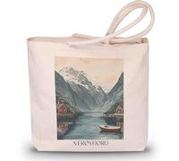 favplace Nærøyfjord Naeroyfjord Naeroy Fjord Norvegia Tote Bag - Borsa shopper o shopping per viaggiare in lontananza o casa - Borsa da viaggio - Borsa in iuta, tedesco., 42cm x 38cm