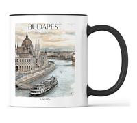 favplace Tazza con motivo città Budapest Ungheria, idea regalo o regalo per la voglia di casa o la casa, da viaggio, 330 ml, colore nero