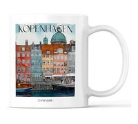favplace Tazza con motivo città Copenaghen Danimarca - Idea regalo per voglia di casa o viaggio - Tazza da caffè 330 ml bianco