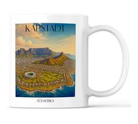 favplace Tazza con motivo città del Capo Sudafrica, idea regalo per viaggiare o per la casa, 330 ml, colore bianco