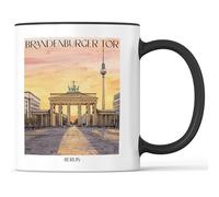 favplace Tazza con motivo città di Brandeburgo Tor Berlino Germania - idea regalo per la voglia o la casa - tazza da caffè da viaggio 330 ml nero