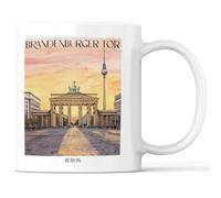 favplace Tazza con motivo città di Brandeburgo Tor Berlino Germania - idea regalo per la voglia o la casa - tazza da caffè da viaggio 330 ml bianco