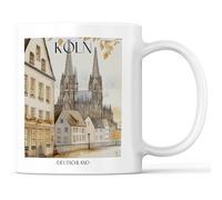 favplace Tazza con motivo città di Colonia Colonia Dom - Idea regalo per viaggiare o per la casa - Tazza da caffè 330 ml bianco