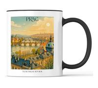 favplace Tazza con motivo città di Praga Repubblica Ceca, tazza da caffè - idea regalo per viaggiare o per la casa - tazza da caffè 330 ml nero
