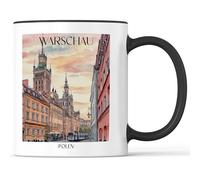 favplace Tazza con motivo città di Varsavia Polonia - Idea regalo per la voglia o la casa, da viaggio, 330 ml, colore nero