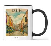 favplace Tazza con motivo città Dublino Irlanda, idea regalo o regalo per voglia di casa, da viaggio, 330 ml, colore nero