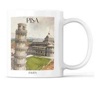 favplace Tazza con motivo città in ardesia Torre di Pisa Italia, tazza da caffè - idea regalo per viaggiare o per la casa - tazza da caffè 330 ml bianco