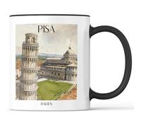 favplace Tazza con motivo città in ardesia Torre di Pisa Italia, tazza da caffè - idea regalo per viaggiare o per la casa - tazza da caffè 330 ml nero