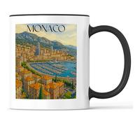 favplace Tazza con motivo città Monaco Côte d'Azur - Idea regalo o regalo per voglia di casa, tazza da caffè da viaggio, 330 ml, colore nero