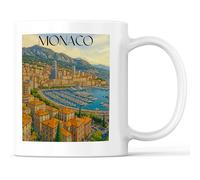 favplace Tazza con motivo città Monaco Côte d'Azur - Idea regalo o regalo per voglia di casa, tazza da caffè da viaggio, 330 ml, colore bianco