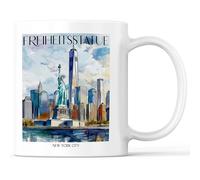 favplace Tazza con motivo città, motivo: Statua della Libertà, New York City, idea regalo per la voglia di casa o la casa, da viaggio, 330 ml, colore bianco