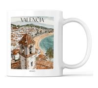 favplace Tazza con motivo città Valencia Spagna - Idea regalo o regalo per voglia o casa, tazza da caffè da viaggio, 330 ml, colore bianco