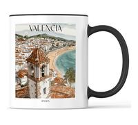 favplace Tazza con motivo città Valencia Spagna - Idea regalo per viaggiare o per la casa - Tazza da caffè 330 ml nero