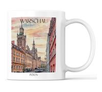 favplace Tazza con motivo città Varsavia Polonia - Idea regalo per la voglia o la casa, da viaggio, 330 ml, colore bianco