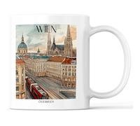 favplace Tazza con motivo città Vienna Austria - Idea regalo o regalo per la voglia o la casa, da viaggio, 330 ml, colore bianco