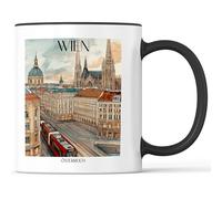 favplace Tazza con motivo città Vienna Austria - Idea regalo o regalo per la voglia o la casa - Tazza da caffè da viaggio 330 ml nero