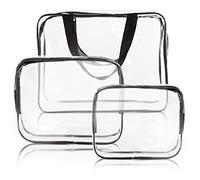 Favria Set di 3 beauty case da viaggio, organizer trasparenti impermeabili in PVC, set da 3 pezzi (trasparente)