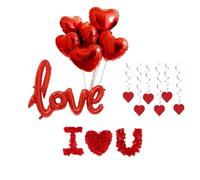 Favritt Kit di decorazioni per San Valentino, palloncino rosso con 6 palloncini a forma di cuore da 45,7 cm e 500 lettere a forma di fiore