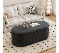 FAVSH Cassapanca ottomana imbottita in ciniglia, 101,6 cm, per camera da letto, sgabello, estetica, grande, per soggiorno, ingresso, colore: nero
