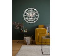 FAWdecor Grande orologio da parete rotondo in metallo, con albero della vita, silenzioso, senza ticchettio, funzionamento a batteria, al quarzo, silenzioso, per la casa (bianco, 35 cm)