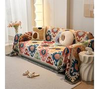 FAWFCJD Copridivano A Nido d'Ape con Nappe Coperta for Divano Boho Spessa Reversibile Grande E Versatile Coperta da Campeggio Lavorata A Maglia in Tessuto Versatile Copridivano Etnico(90X150cm)