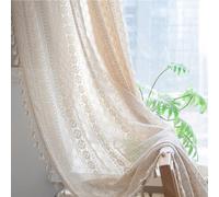 FAWFCJD Tenda Velata Boho 1 Pannello Rustico Pizzo Lavorato A Maglia All'uncinetto Tende For Finestre Bohémien Pizzo Macramè Semi-velato Nappe Vintage Tende For Finestre(Size:150x60cm)