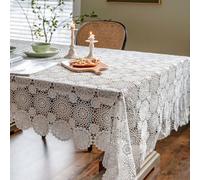 FAWFCJD Tovaglia in Pizzo Bianco Tovaglia Fatta A Mano all'Uncinetto Shabby Tovaglia con Fiori Circolari Bianchi Tovaglia Romantica Rettangolare Tovaglia Pizzo Bianco Sovrapposizioni(130 * 300cm)