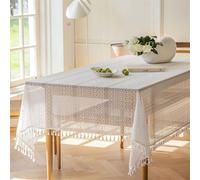 FAWFCJD Tovaglia Rettangolare in Pizzo Cavo, Copritavolo A Righe Floreali con Nappe, Tovaglia Ricamata Floreale Vintage per Tavolo da Pranzo, Tè, Caffè (150 x 180 cm)