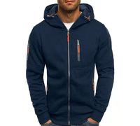 FAWHEWX Felpa con Cappuccio da Uomo Casual con Zip Intera Sport Fitness Cardigan con Cappuccio Giacca con Cappuccio Giacca da Uomo con Cerniera in Pile Pullover Felpa con Cappuccio(F-Blu/3XL)