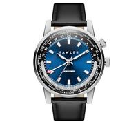 Fawler Trendhim - Orologio Gentium GMT da uomo, impermeabile fino a 10 ATM, movimento al quarzo svizzero Ronda 515, design danese, Blu, cinghia