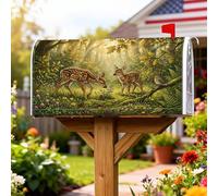 Fawn - Coperture magnetiche per cassette postali, decorazione rustica per cassetta postale con uccelli, foresta, verde, decorazione per cortile, 45,7 x 53,3 cm