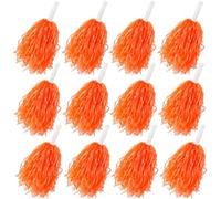 Faxco - Confezione da 12 pompon in plastica per cheerleader, sport, danza, tifo, colore arancione