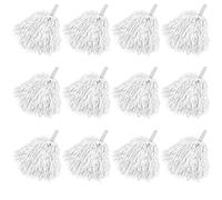 Faxco . Confezione da 12 pompon in plastica per cheerleader, sport, danza, tifo, colore bianco