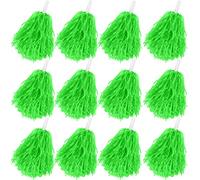 Faxco - Confezione da 12 pompon in plastica per cheerleader, sport, danza, tifo, colore verde