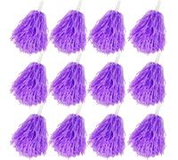 Faxco - Confezione da 12 pompon in plastica per cheerleader, sport, danza, tifo, colore viola