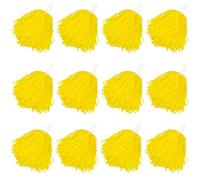 Faxco Confezione da 12 Pompon in plastica per Cheerleader, Sport, Danza, tifo (Giallo)