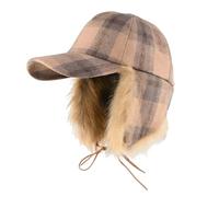 Faxianther Cappellino da baseball invernale da uomo e donna con paraorecchie in pelliccia sintetica, visiera a tesa larga, passamontagna antivento, cachi, Taglia unica