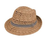 Faxianther Cappello Fedora per bambini a tesa corta stile jazz per ragazze e ragazzi, stile britannico, cappello panama, cappello da sole in paglia anti-UV, per 2-6 anni, cachi, S