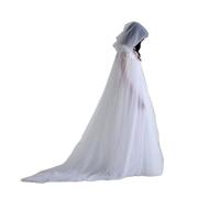 Faxianther Mantello da sposa in tulle trasparente velo da donna gotico lungo con cappuccio mantello accappatoio raves mascherata Halloween Cosplay festa medievale morte vampiro strega mantello