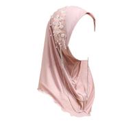 Faxianther Un Pezzo Hijab Lungo Musulmano Turbante Islamico Copertura Completa Foulard per le Donne, Perline e catena-rosa, Etichettalia unica