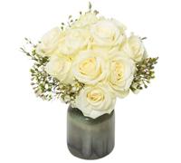Faxiflora Bouquet di rose bianche e verde decorativo