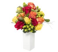 Faxiflora Bouquet di rose colorate con bacche verdi e poco verde decorativo