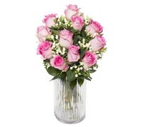 Faxiflora Bouquet di roselline rosa con verde decorativo